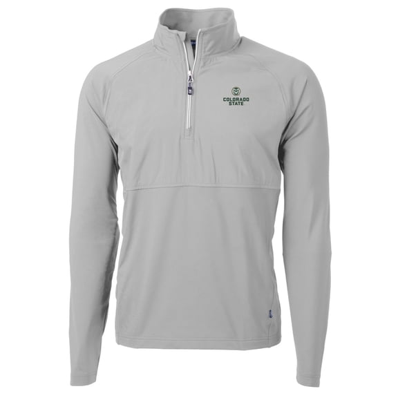 Men's Cutter & Buck Silver Colorado State Rams Adapt Eco Knit Hybrid Recycled Quarter-Zip Pullover Top