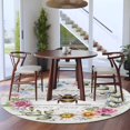 thumbnail image 3 of Large Round Rug 8Ft Washable Non-Slip, Spring Daisy Circle Area Rugs for Living Room Bedroom, Pink Flowers Wreath Leaves Farmhouse White Wood Indoor Floor Mats Carpet Runner for Home Decor, 3 of 8
