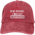 thumbnail image 1 of in My Defense I was Left for Unsupervised Baseball Cap Gavin Funny Trucker Hat Fun Snapback Black, 1 of 8