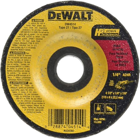 Black & Decker DW4514 1/4" Thick Grinding Wheel with 4-1/2" Diameter and 7/8" Arbor