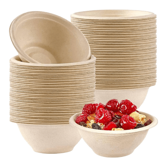 200Pcs Strong Disposable Paper Bowls,350Ml Disposable Sugarcane Paper Bowls Brown Super Rigid Biodegradable