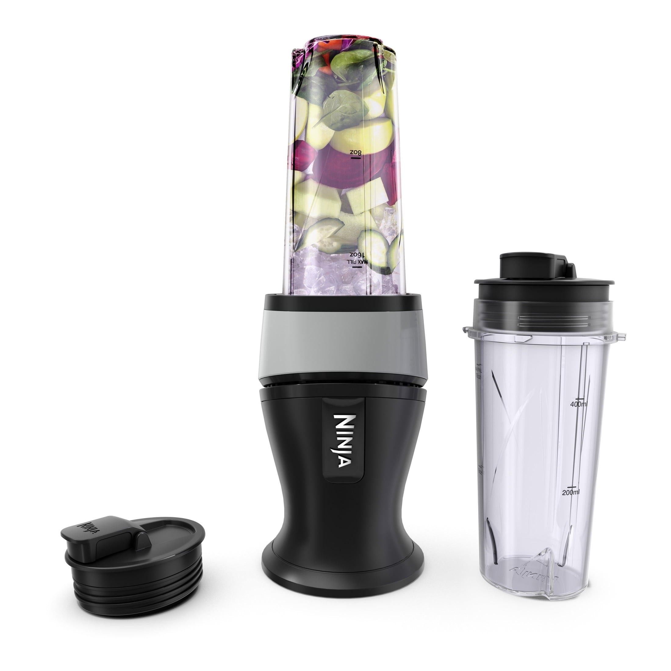 Ninja Fit 16-Oz Personal Blender, Portable, Smoothies, Shakes, Food Prep, & Frozen Blending, (2) 16-Oz. Cups and Spout Lids, 700W, QB3000SS Black