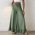 thumbnail image 7 of cocolona Womens Wide Leg Pants Elastic High Waist Ruffle Flowy Pants Baggy Sweatpants Solid Color Lounge Trousers with Pockets, 7 of 7