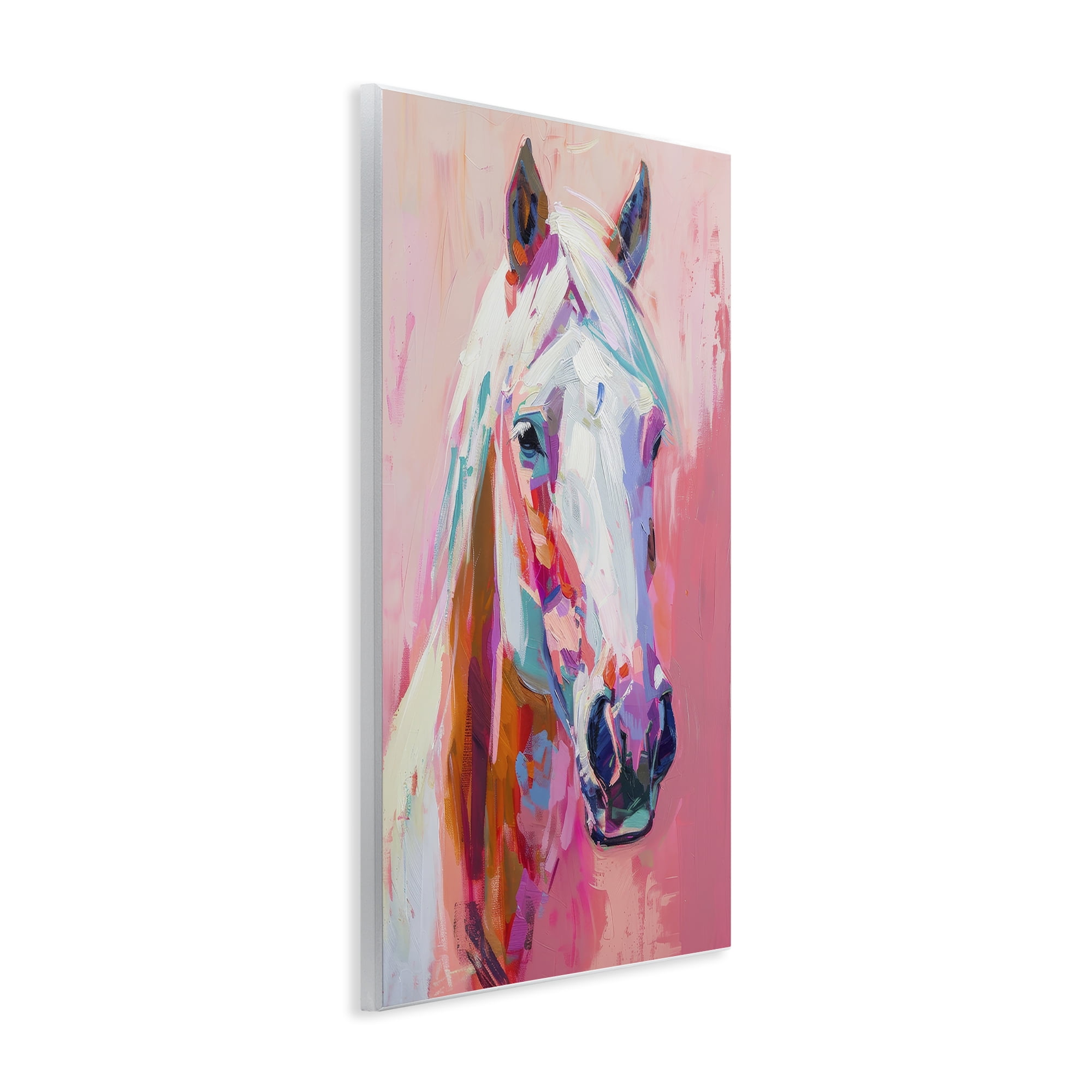 Stupell Industries Horse Visage on Pink Animals Painting Unframed Art Print Wall Art, 10 x 15