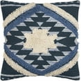 thumbnail image 5 of Hauteloom Shepardsville Decorative Throw Pillow Cover - Sofa Couch Cushion Cover - Boho Farmhouse Lumbar Pillow Cover -%100 Cotton - Dark Blue, Off White - Square 20" x 20", 5 of 5
