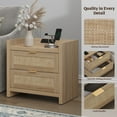 thumbnail image 6 of SICOTAS Rattan Nightstands Set of 2 with Charging Station, USB Port, Boho Bedside Table with 2 Storage Drawers, End Table Side Table for Living Room, Bedroom, 6 of 10