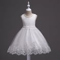 thumbnail image 1 of Vestido de encaje con cuentas para niñas Vestido de princesa con flores para niñas grandes Vestido de tutú con flores de ganchillo y lentejuelas para niñas, 1 of 1