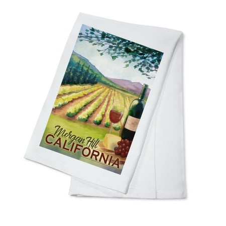 

Morgan Hill California Wine Country and Vineyard Scene (100% Cotton Tea Towel Decorative Hand Towel Kitchen and Home)