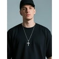 thumbnail image 3 of Tilga Men's Cross Necklace 316L Stainless Steel Jesus Ankh Pendant Rolo Chain Jewelry, 3 of 6