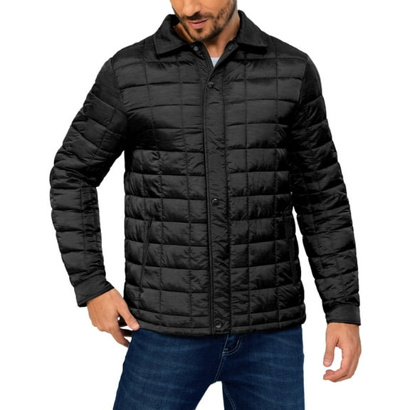 Little Donkey Andy Men's Lightweight Quilted Puffer Jacket Windproof Thermal Winter Coat with Recycled Insulation Black XXL