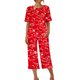 thumbnail image 4 of ICHUANYI Clearance Women's Printing Round Neck Short Sleeve Sleepshirt And Pants Sets Loungewear Pajamas With Pockets(Red, L) ICHUANYI WER2023080702673, 4 of 8