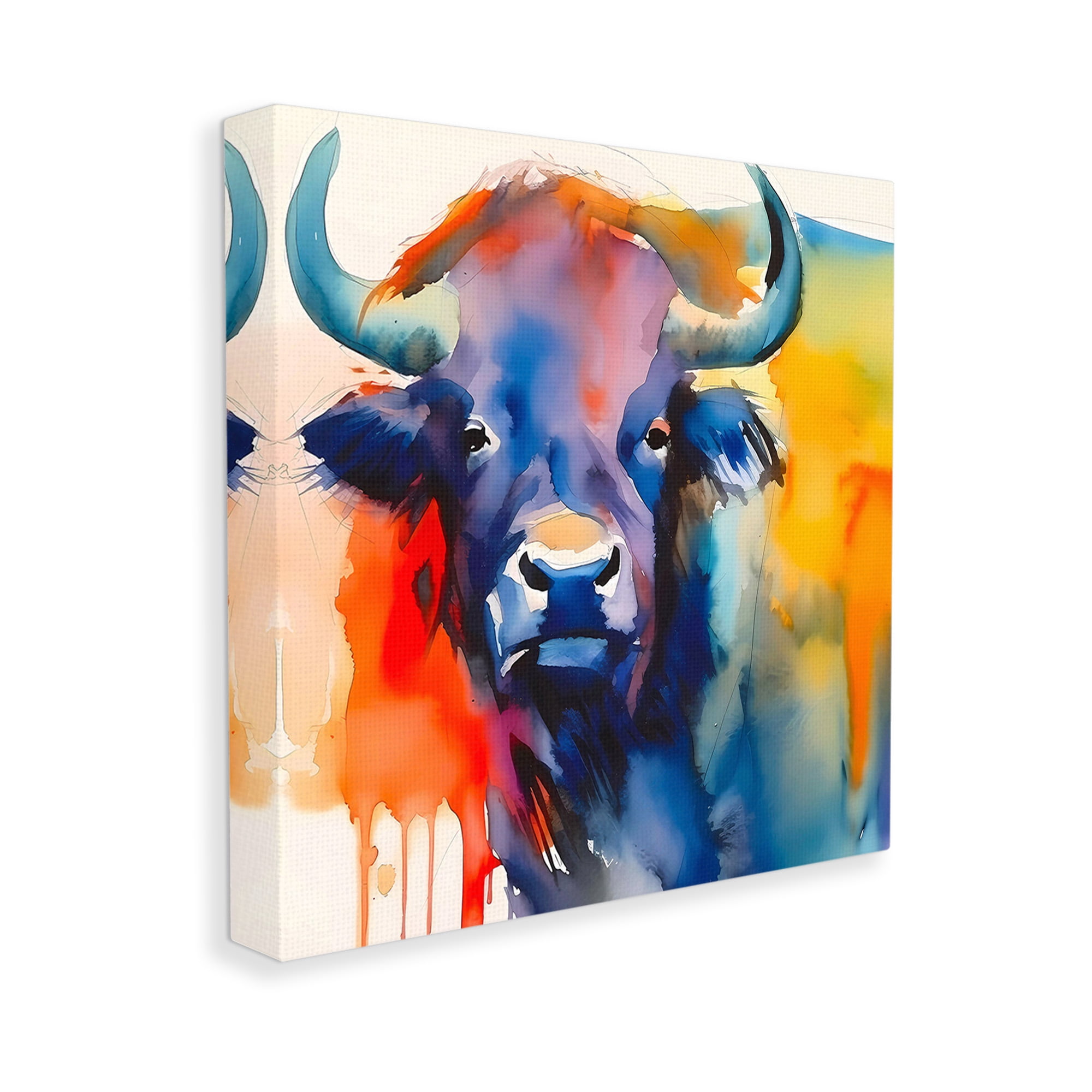 Stupell Industries Abstract Vivid Cattle Animals & Insects Painting Gallery Wrapped Canvas Art Print Wall Art, 24 x 24