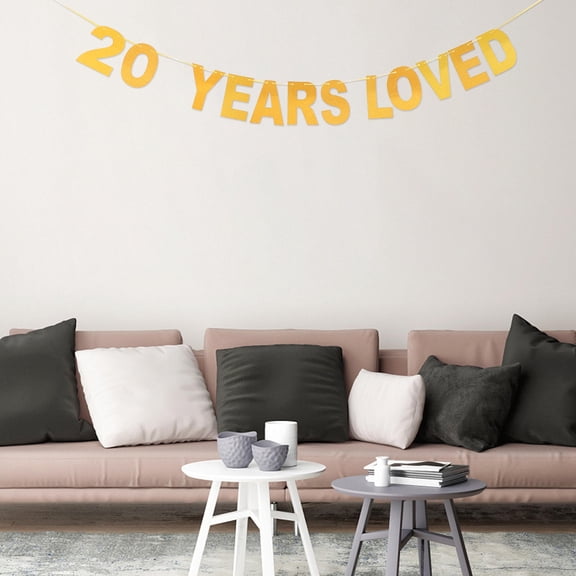 LOLIPPYY 1Pc Golden 20Th Birthday Party Banner with Glitter for Celebration Decor