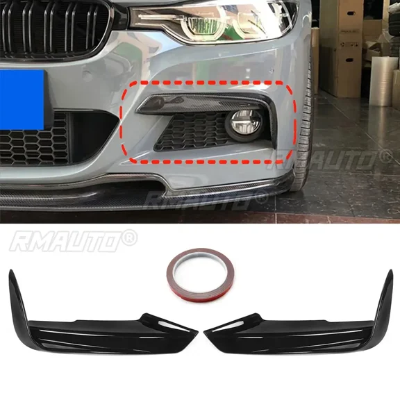 F30 2pcs Front Bumper Lip Splitter Side Canards For BMW F30 F31 M Sport 2012-2019 Fog Light Lamp Eyebrow Frame Cover Body Kit