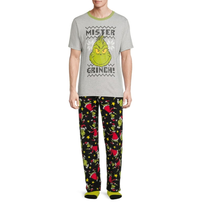 Dr. Seuss Adult Mens Grinch Pajamas Sleepwear Sets Sizes S 2XL