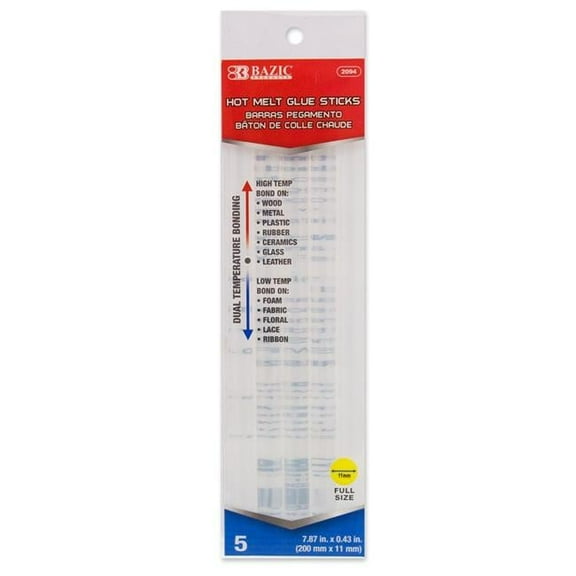 DDI 2332145 BAZIC Full Size Hot Melt Glue Sticks - Dual Temp  5 Pack Case of 24