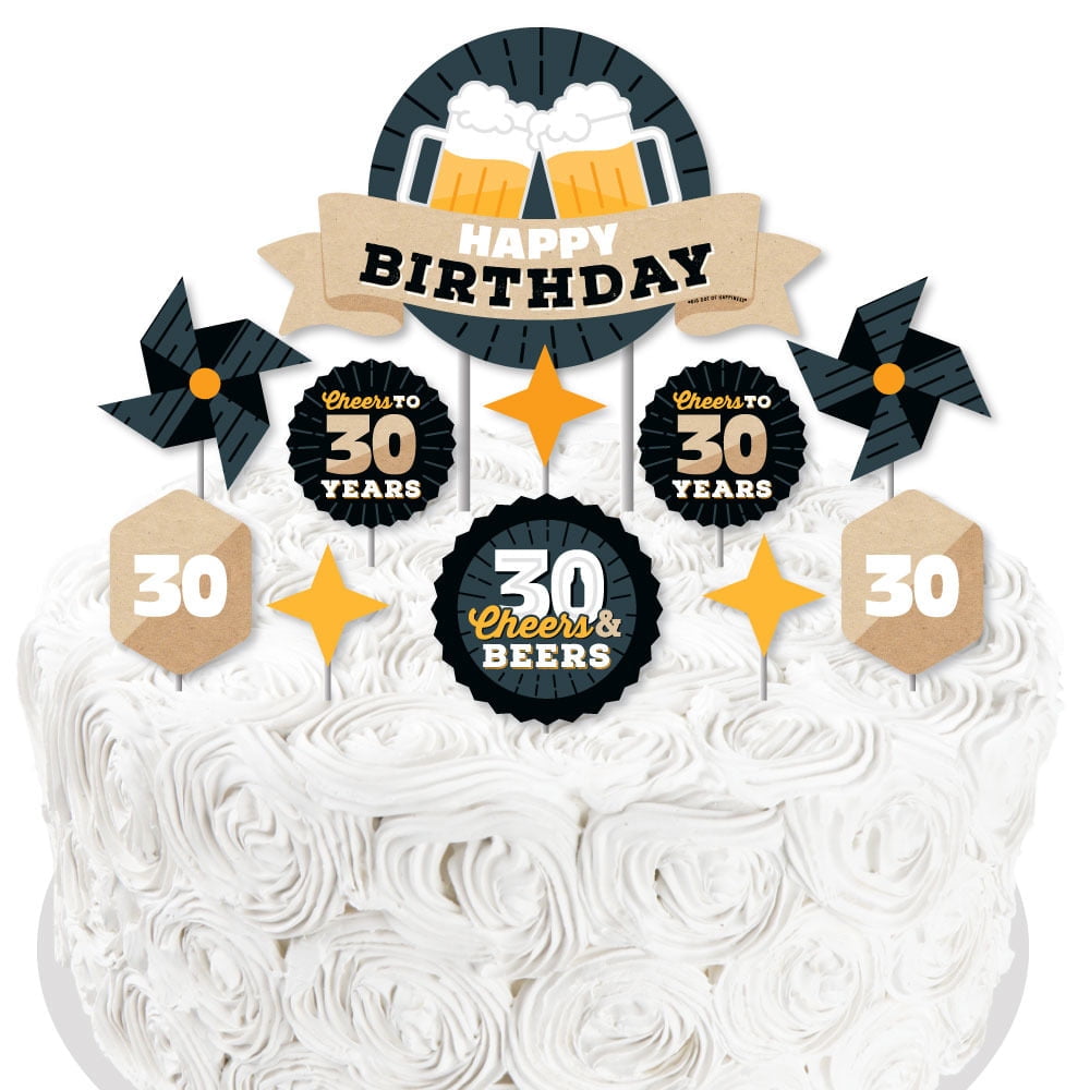 Cheers and Beers to 30 Years - Birthday Party Cake Decorating Kit - Happy  Birthday Cake Topper Set - 11 Pieces - Walmart.com