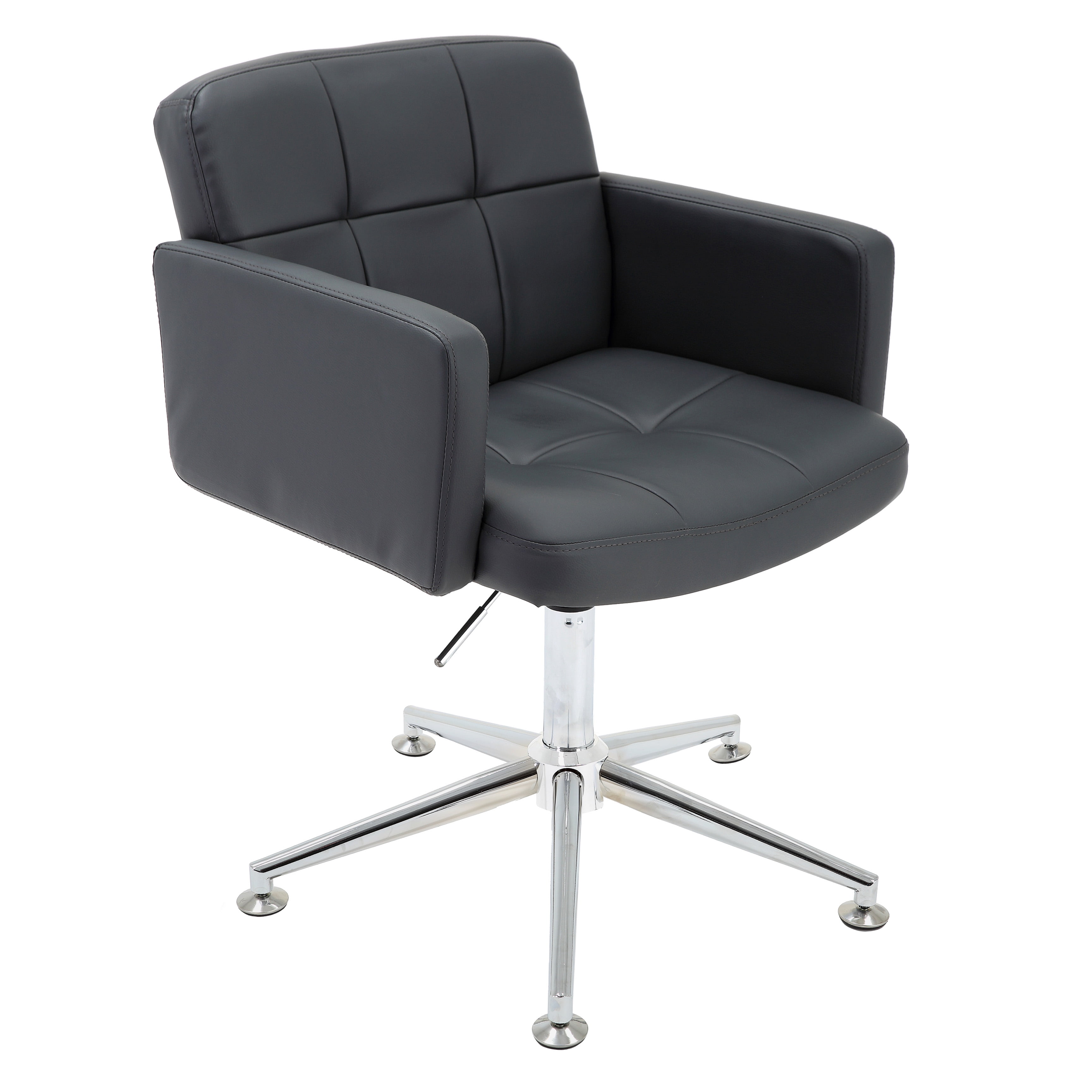 Porthos Home Adjule Height Tufted Faux Leather Low Back Office Desk Chair With Arms And Optional Caster Wheels Easy Assembly