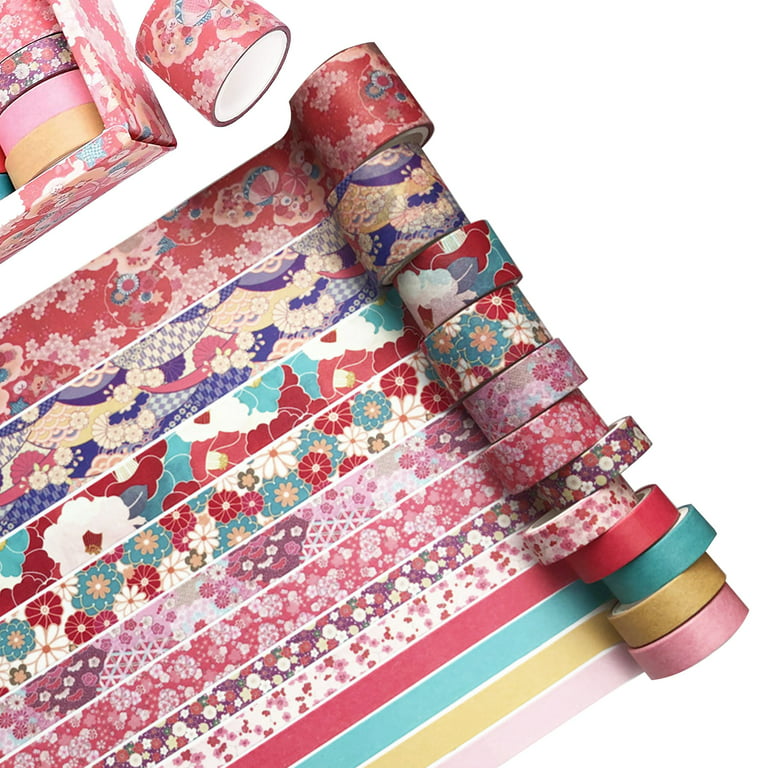 SANWOOD Washi Tape,12 Rolls Washi Masking Tapes Set Japanese Decorative  Writable Vintage Sticker Gift for DIY Crafts Arts Scrapbooking Journal  Planners,Flower Design 