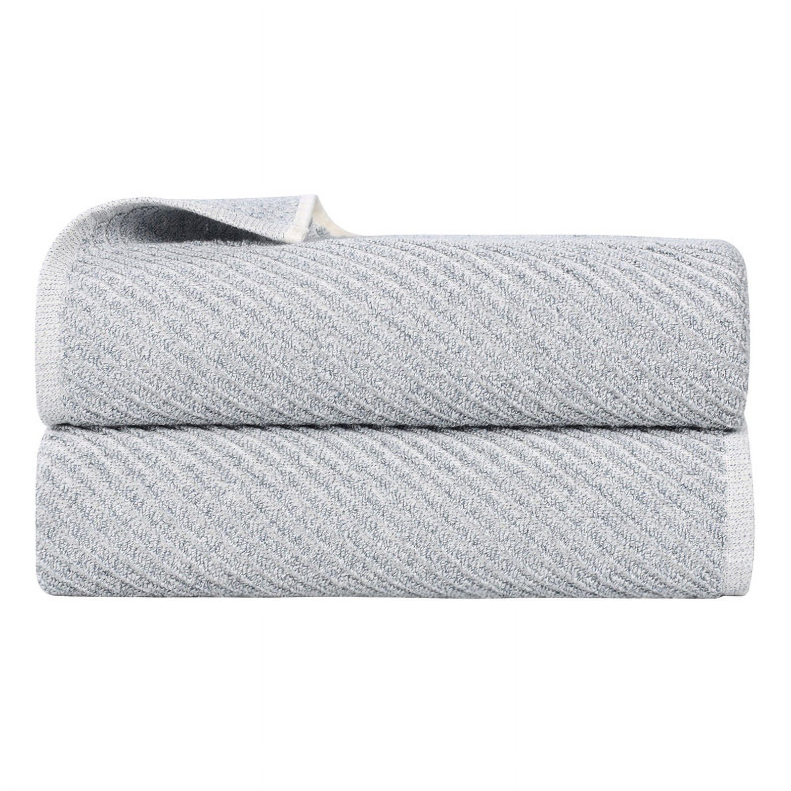 Superior Amelia Viscose Cotton Blend Medium Weight Bath Sheets, Set of 2, Denim Blue