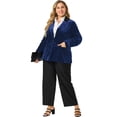 thumbnail image 3 of Chaquede terciopelo de talgrande pamujer Chaquede trabajo de solainformal con botones de manlarAzul real 4X, 3 of 7