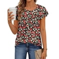 thumbnail image 3 of Fantaslook Womens Blouses Dressy Casual Pleated Tunic Tops Floral Ruffle Sleeve Summer Shirts, 3 of 10