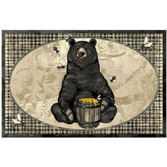 Mayberry Rug Cozy Cabin Honey Bear Black Nylon Washable Accent Rug - 30"x46"