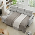 thumbnail image 3 of Muumblus Convertible Sofa Bed, Sectional Sleeper Sofa with Storage Chaise, L-Shaped Couch for Living Room, Light Gray Chenille, 3 of 13