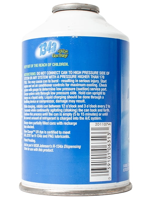 Johnsen's Mobile A/C Refrigerant R-134a Charge Plus UV Dye Glow Part Number 6312