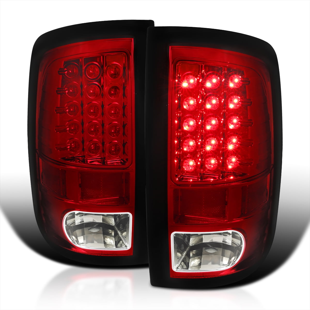 For Red Clear 2009-2018 Dodge Ram 1500 10-18 Ram 2500 3500 Pickup Truck LED Tail Lights Pair Left+Right Side 