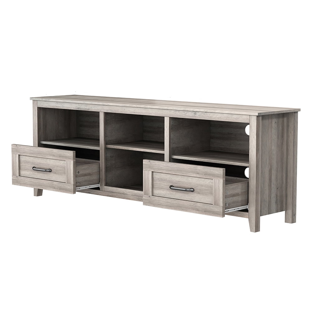 Kadyn 70.08 Inch Modern Farmhouse TV Stand, Wood Universal TV Stand Cabinet for 60" TV, Media Console Cabinet with 2 Drawers and 4 High-Capacity Storage Compartment, Gray