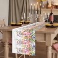 thumbnail image 3 of Pink Flowers Cotton Linen Table Runner for Dining Kitchen, Spring Floral Daisy Farmhouse Pastoral Botanical Wedding Outdoor Party Tablerunners, Dresser Scarf Coffee Tablecloth Runners 13x36 Inches, 3 of 9