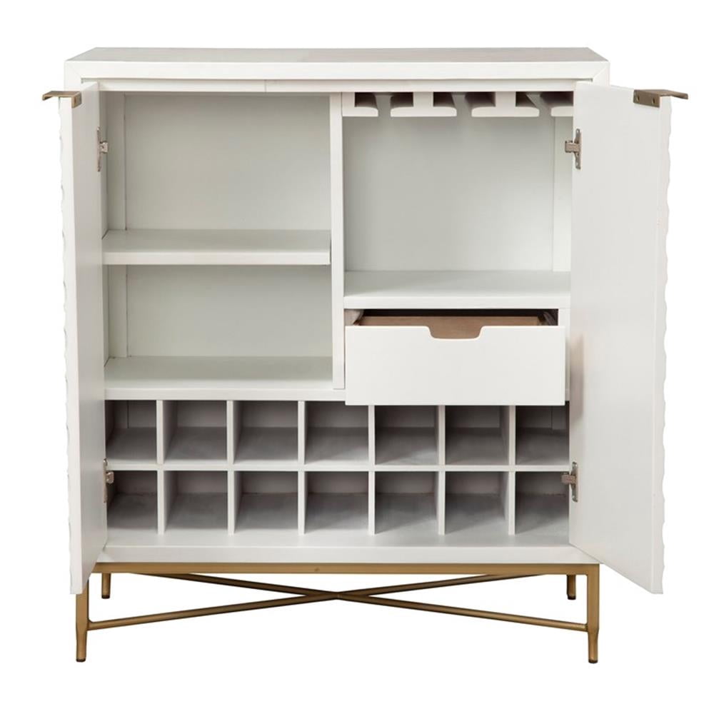 Origins by Alpine White Pearl Wood Bar Cabinet in White