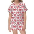 thumbnail image 1 of Ensemble de Pyjama en Satin pour Filles Confortable Deux Pièces avec Design Classique Boutonné et Manches Courtes Douces, 1 of 3