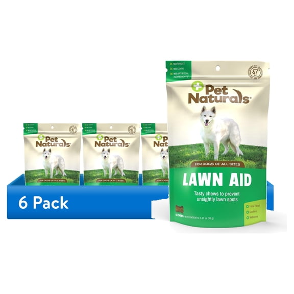 (6 pack) Pet Naturals Lawn Aid Chews for Dogs, Chicken, 60 Count