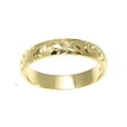 thumbnail image 3 of 14K solid yellow gold custom hand engrave Hawaiian plumeria scroll band ring 4mm size 7, 3 of 4