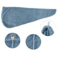 thumbnail image 3 of 1 Pc Women Soft Breathable Hair Drying Towel for Bathroom Vacation Travel Deep Blue Coral Velvet, 3 of 3
