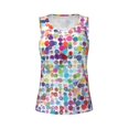 thumbnail image 4 of Xecao Colorful Watercolor Dots print women's scoop neck, loose-fit workout tank tops for the gym., 4 of 9