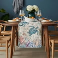 thumbnail image 2 of Vintage Coastal Table Runner - 70 Inch Long, Kitchen Dining Table Runner Dresser Scarves, Sea Turtle Octopus Coral Beach Nautical Farmhouse Decor for Coffee Tables Wedding Party Banquet, 2 of 8
