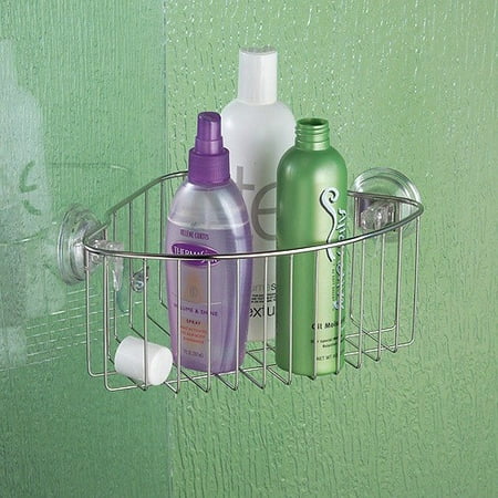 InterDesign Reo Powerlock Suction Corner Shower Basket Bath Caddy