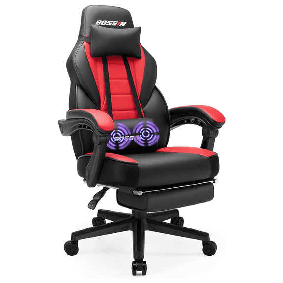 Bossin Gaming Chairs with Footrest,2022 Leather Game Chair for Adults,Big and Tall Gamer Chair with Headrest and Lumbar Support