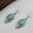thumbnail image 3 of SPRING PARK Women Bohemian Oval Shape Artificial Turquoise Gemstone Fish Hook Dangle Drop Earrings, 3 of 5