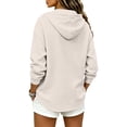 thumbnail image 4 of Women Waffle Knit Quarter Zip Hoodie Sevevn Drawstring Kangaroo Pocket Long Sleeve Loose Fit Casual Oversized Pullover Sweatshirt, 4 of 6