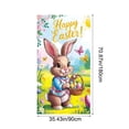 thumbnail image 3 of Luxcidy Easter Door Cover Cute Rabbit Door Party Decoration Supplies, Happy Easter Door Cover, Large Fabric Bunny Egg Door Banner, 72x35 Inch (P), 3 of 6