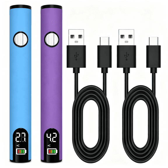 XUBIYM 2Pcs Portable Cordless Soldering Iron Pen,510 Threaded Soldering Tools with Led Display,3-Level Temperature Control 200-450°C,650Mah Solder Iron for Electronics Repair,Diy(Blue&Purple)