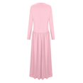 thumbnail image 4 of Women's Long Sleeve Spring Maxi Dress 2025 Crewneck Knit Casual Slim Swing Pleated Dresses With Pockets Ladies T Shirt Dresses Casual Pocket Dress Summer Tunics Tunic Dresses for Summer V Neck Summer, 4 of 4