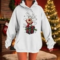 thumbnail image 2 of Feancey Christmas Hooded Sweatshirts for Women Funny Reindeer Graphic Hoodies Drawstring Long Sleeve Fleece Lined Pullover Sweatshirt with Kangaroo Pocket White S, 2 of 6