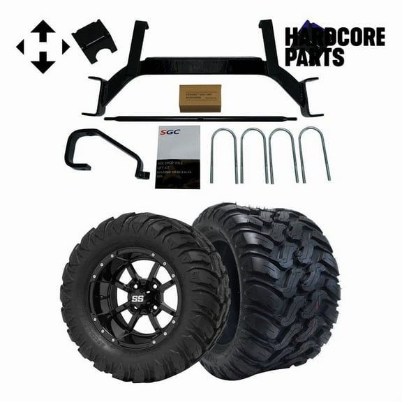Hardcore Parts 6" Drop Axle Lift Kit for EZGO TXT/PDS (2001.5-2008) Gas Golf Cart with 12" Black 'Storm Trooper' Wheels and 22"x11"-12"  DOT rated Mud-Terrain/All-Terrain tires