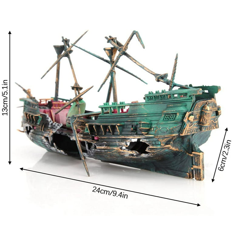 Vatenic Aquarium Pirate Ship Shipwreck Decorations Aquarium Fish Tank Ornaments Home Landscaping Decor, Size: As Shown