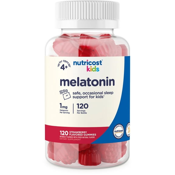 Nutricost Melatonin 1mg, 180 Gummies, Strawberry Flavored - Non-GMO Supplement
